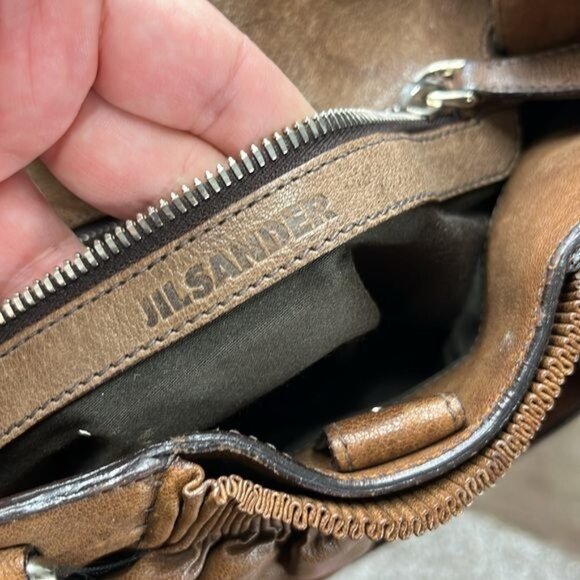 JIL SANDER Vintage Black Leather Pleated Shoulder Bag - Picture 12 of 13